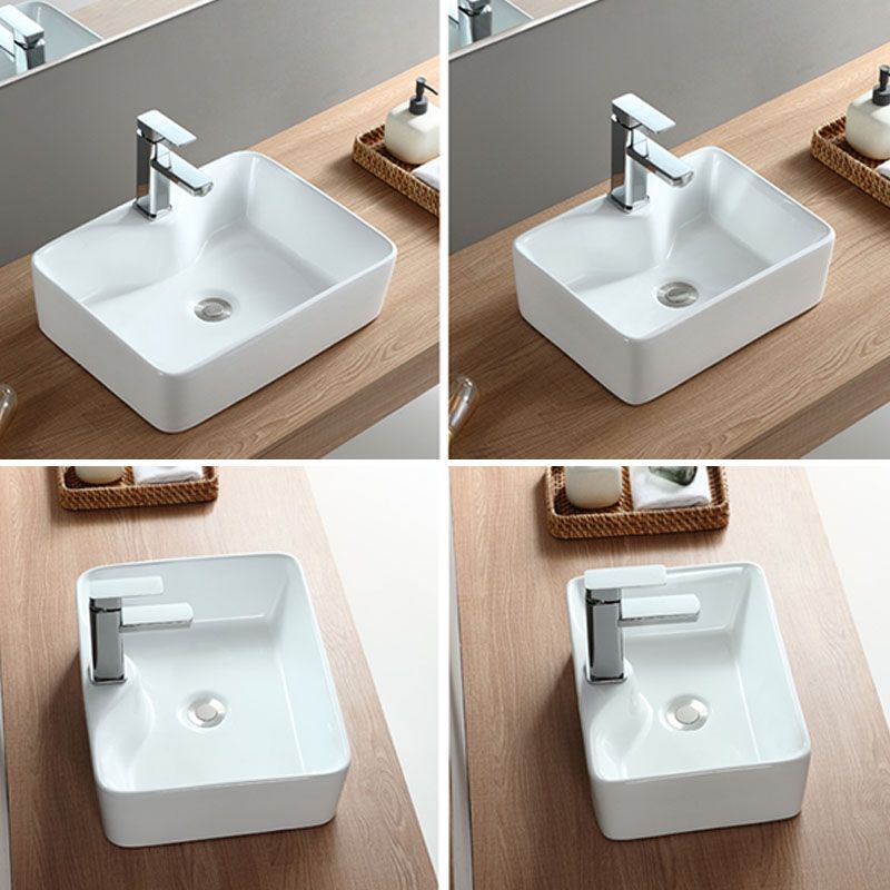 White Bathroom Sink Vessel Porcelain Bathroom Sink (Not Including Faucet)