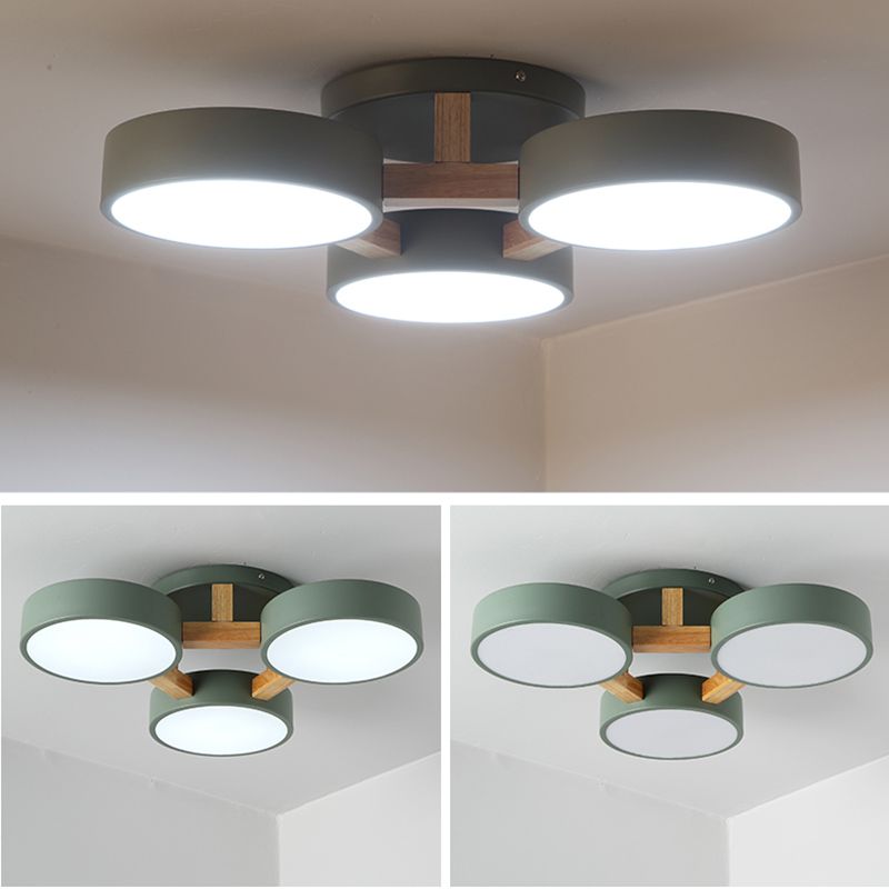 Lámpara de techo LED creativa moderna, soporte semiempotrado de macarrón geométrico de hierro forjado con pantalla acrílica