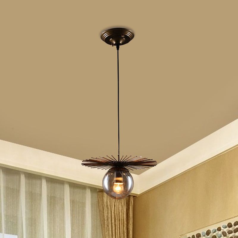 Flat Suspension Light Contemporary Iron Single-Bulb Restaurant Pendant Light Fixture in Rust