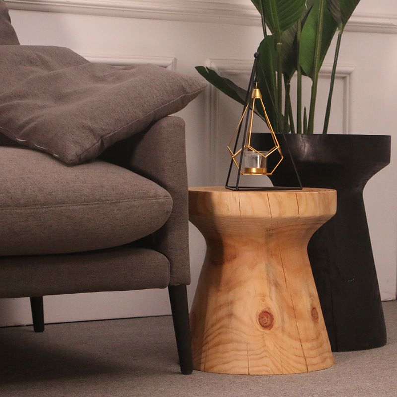 Scandinavian Round Solid Wood Top Side Table Pedestal End Table,16.5-inch