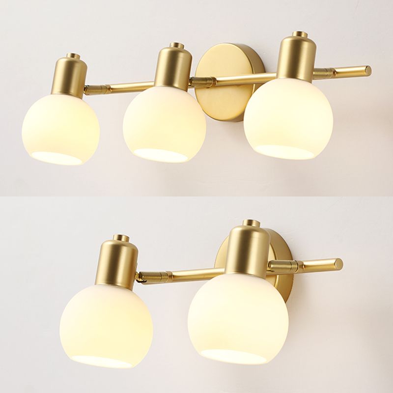 Traditional Globe Vanity Sconce Lights Milk Glass Wall Mount Light Fixture for Bathroom