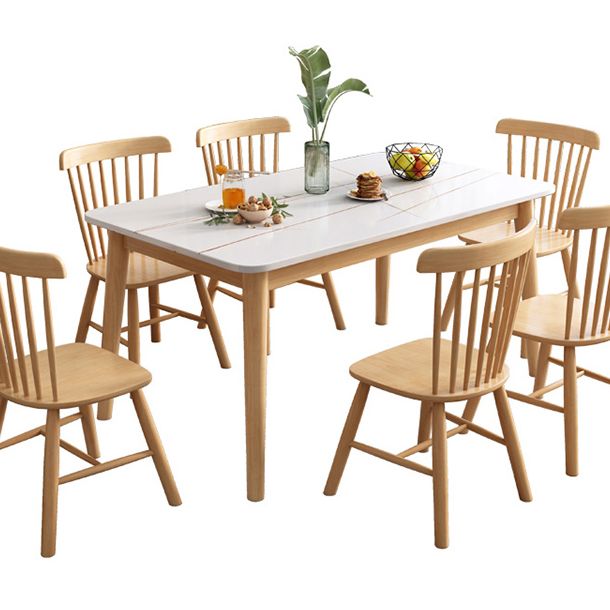 Rubberwood Solid Wood Dining Table Simplicity Dining Table with 4 Legs