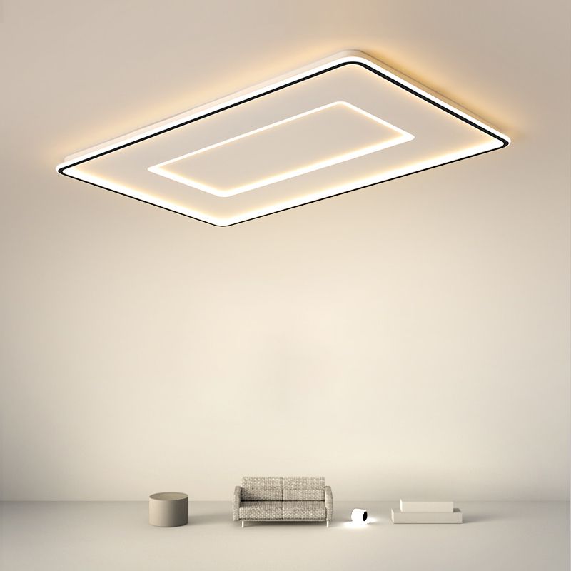 Luminaire de plafond encastré carré contemporain en métal pour chambre à coucher