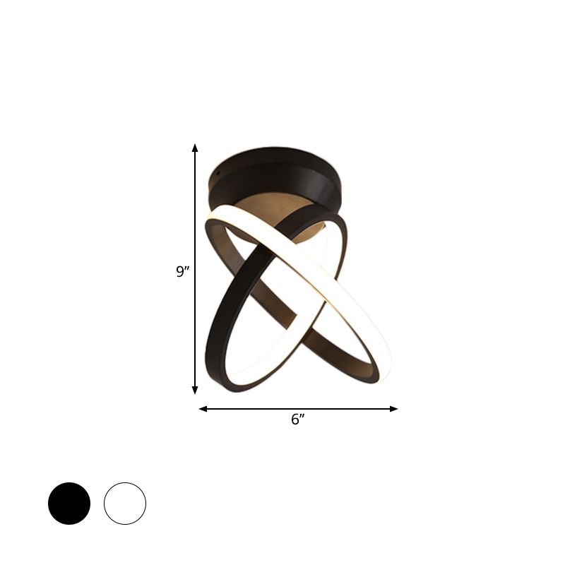 Anillo de cierre al minimalismo de la lámpara de techo Iluminación de LED blanco/negro de LED metálico en luz cálida/blanca