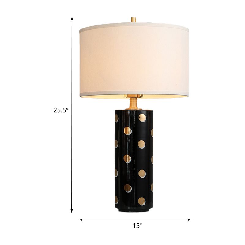 Testa leggera leggera del comino a tamburo 1 illuminazione da tavolo da letto leggera in bianco con base di cilindri