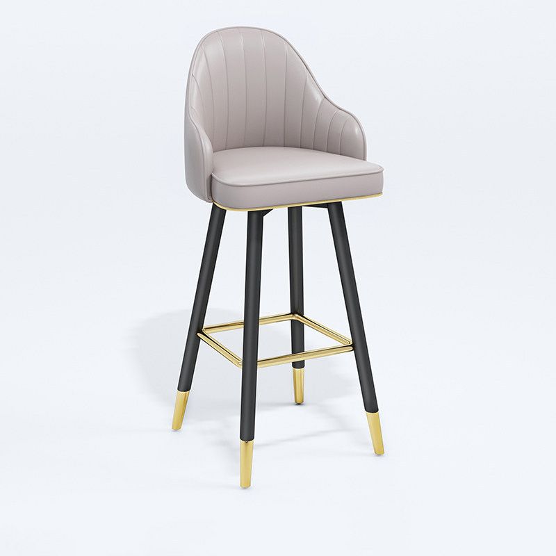 Contemporary Home Leather Stool Matte Finish Footrest Armed Stool