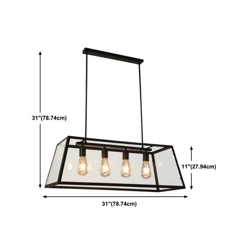 Industrial Trapezoid Island Pendant Lights Metal Multiple-Light Island Lighting