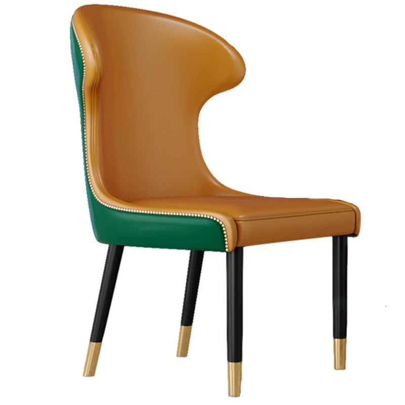 Scandinavian Style Wingback Side Chair Leather Dining Armless Chairs for Home Use