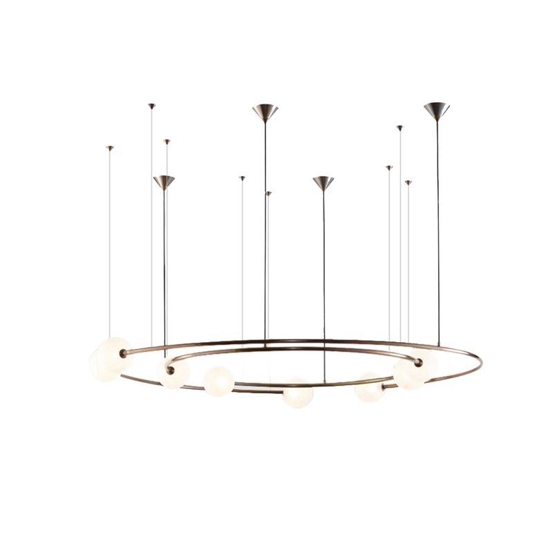 Metallic Universe kroonluchter met orb -schaduw woonkamer 8 lichten modern hangers licht in verouderd messing