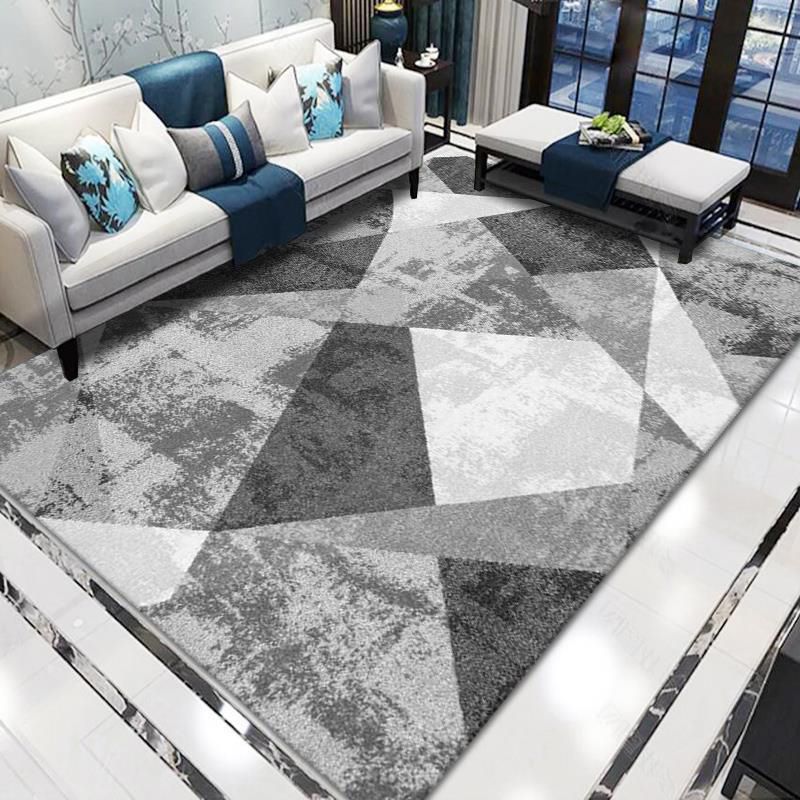 Minimalist Geometric Rug Polyester Area Carpet Washable Indoor Rug for Bedroom, Living Room