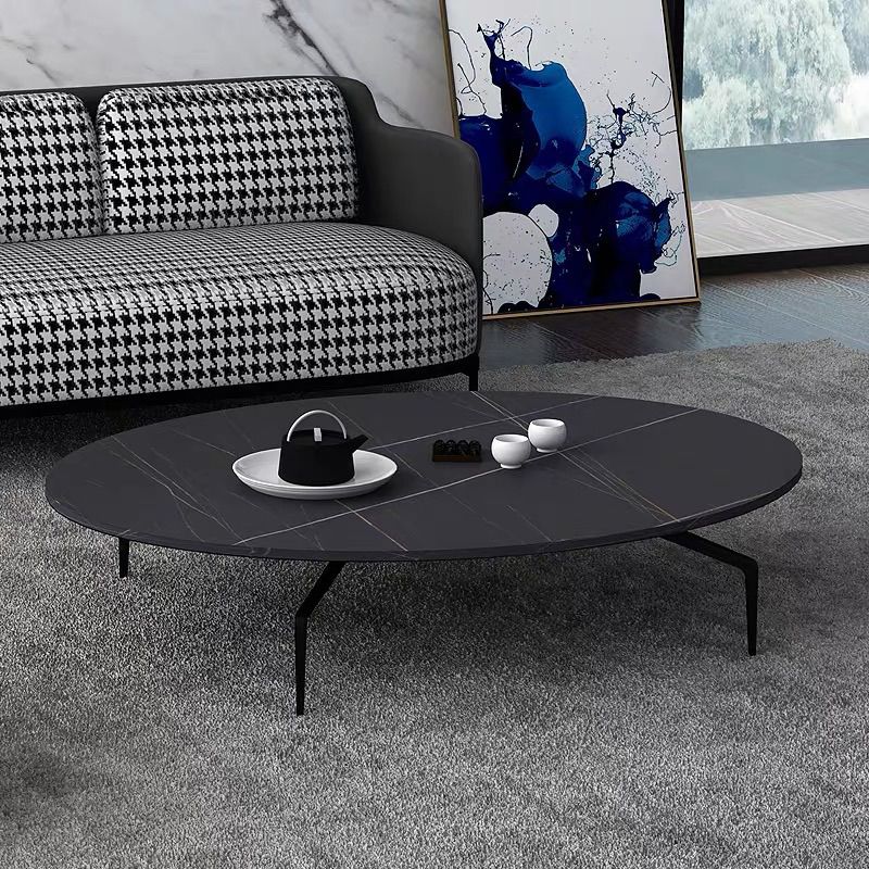 Modern Style Cocktail Table Rock Slate Top Rectangular & Oval Coffee Table