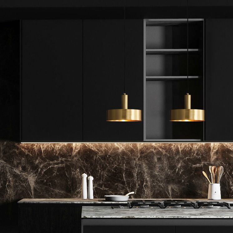 Simple Style Drum-Shaped Pendant Light Fixture Metal Bedroom Hanging Light Fixture