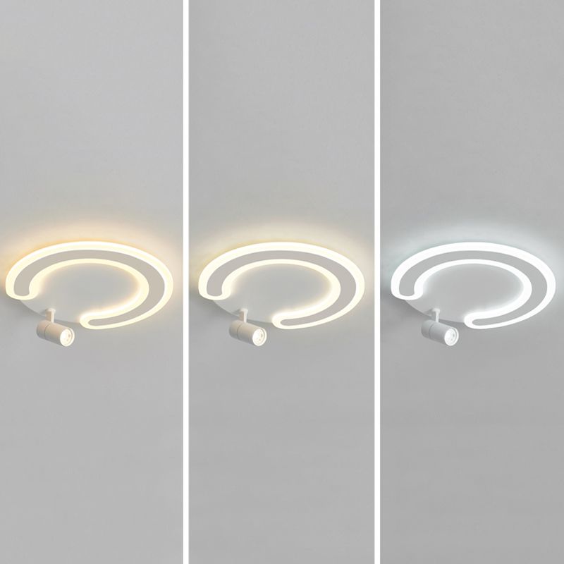 Plafonnier LED blanc avec spots, luminaire décoratif de plafond, idéal pour le salon