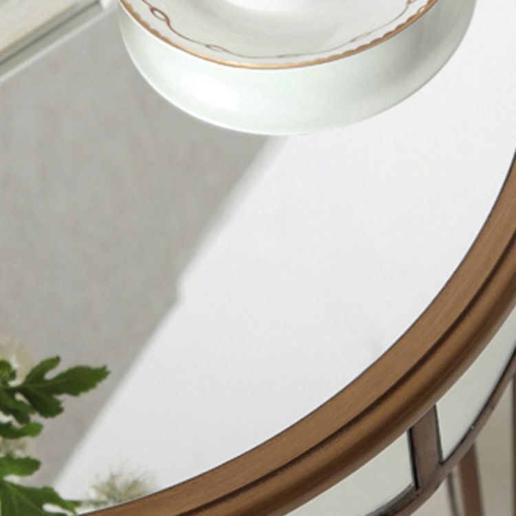 Round Glass Top Side End Table Modernistic Solid Wood 4 Legs End Table