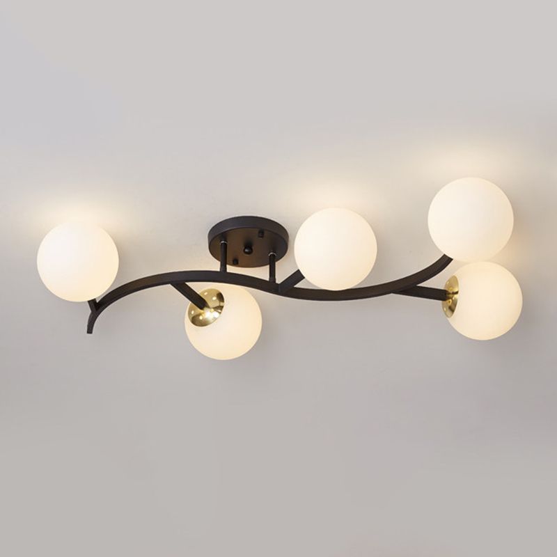 Sphere Glass Semi Mount Lighting Modern Style Ceiling Mounted Light