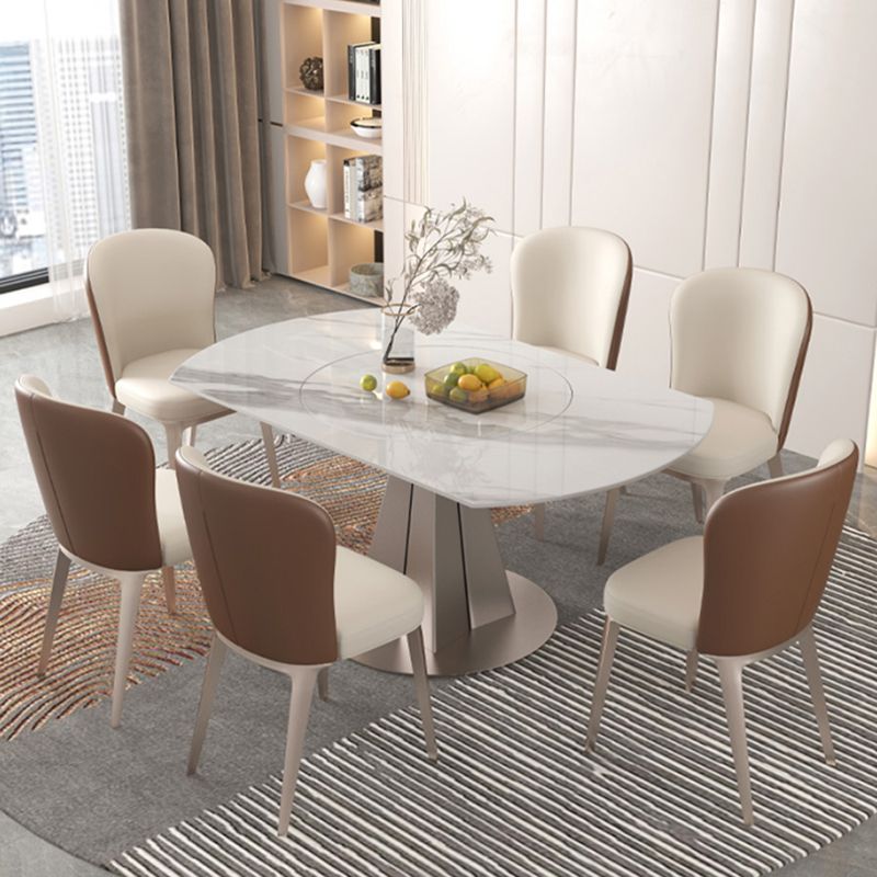 Modern Round Sintered Stone Table Set 1/4/5/7/9 Pieces Dining Set