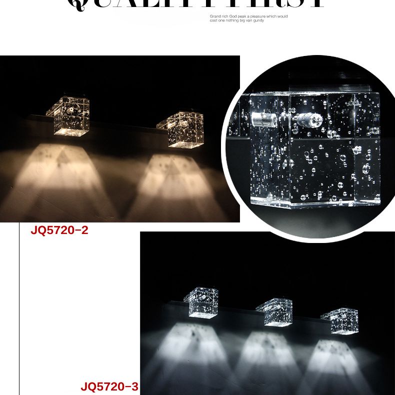 Luci a specchio di vanità quadrate Modern Minimalist Minimalist Crystal Vanity Light