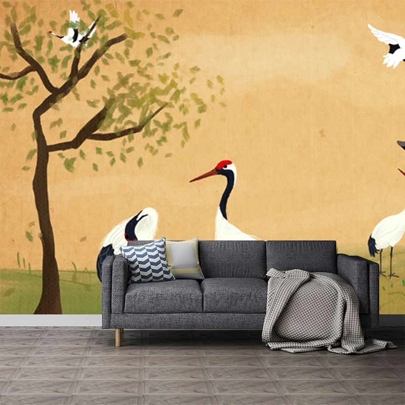 Tokyo Patio Halcyons Mural Wallpaper Green Living Room Wall Art, Made to Measure