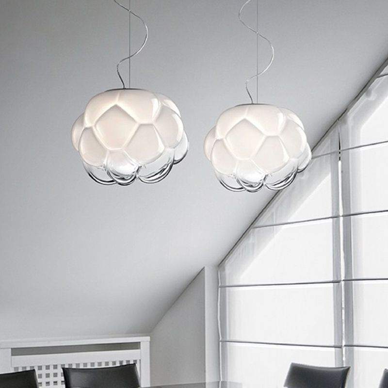Sugar-Apple Matte Glass Hanging Light Simplicity 1 Bulb White Ceiling Pendant Light