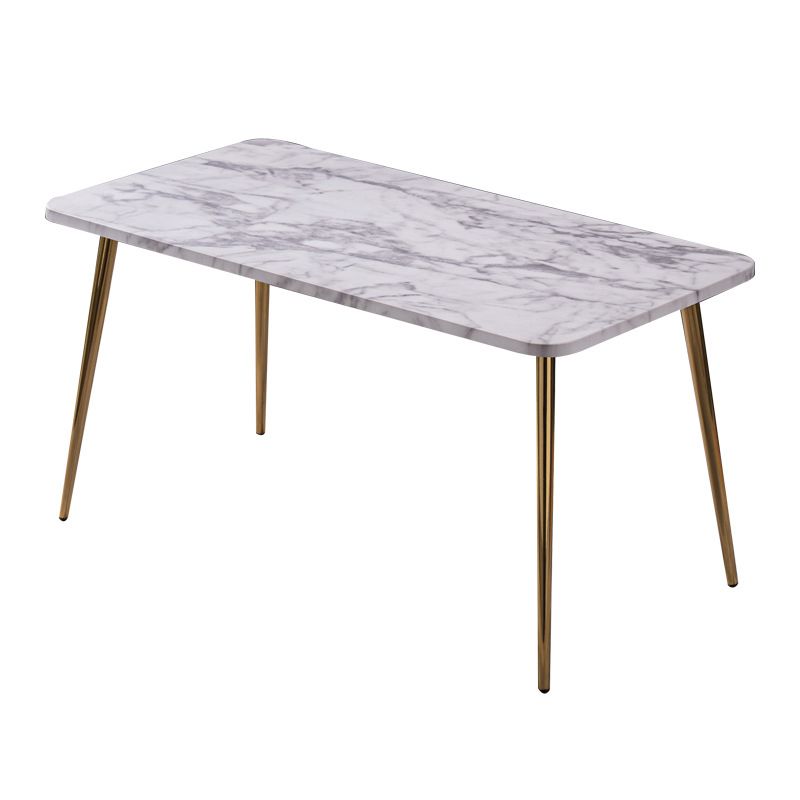 Modern Rectangle Wooden Top Coffee Table with 4 Iron Legs 1 Piece