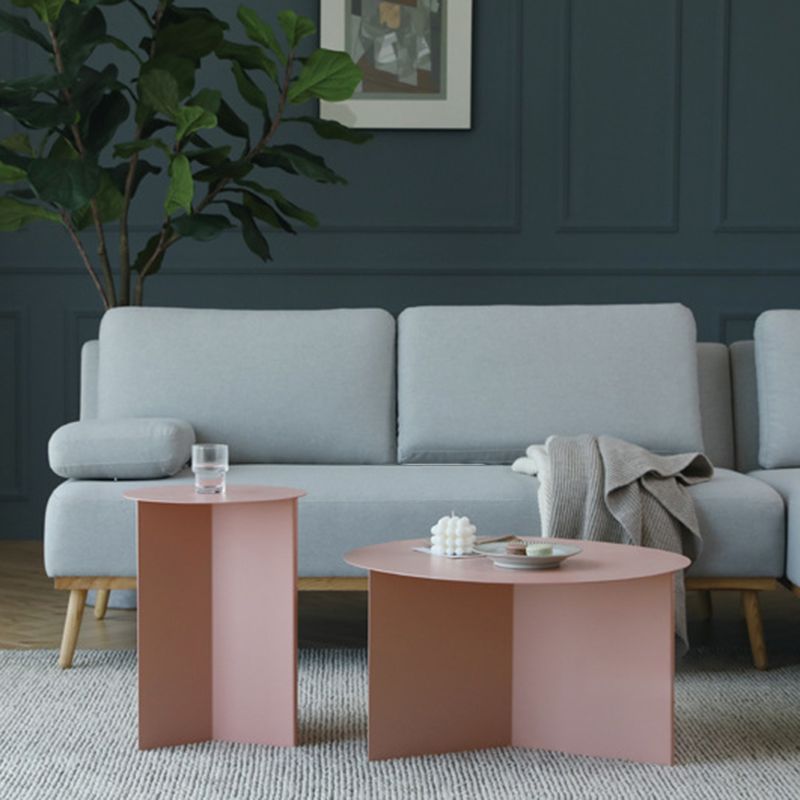 Contemporary Metallic Round Side Table Pedestal Living Room End Table