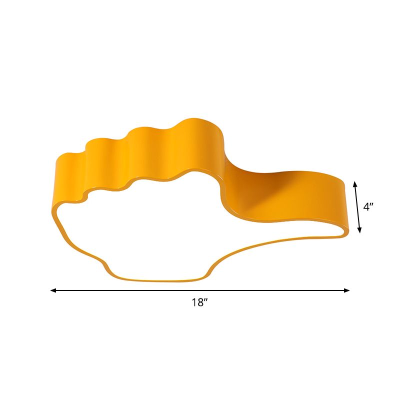 Yellow Thumb-up Shape Ceiling Light Fixture Children Style LED Acrylic Flush Mount Lighting