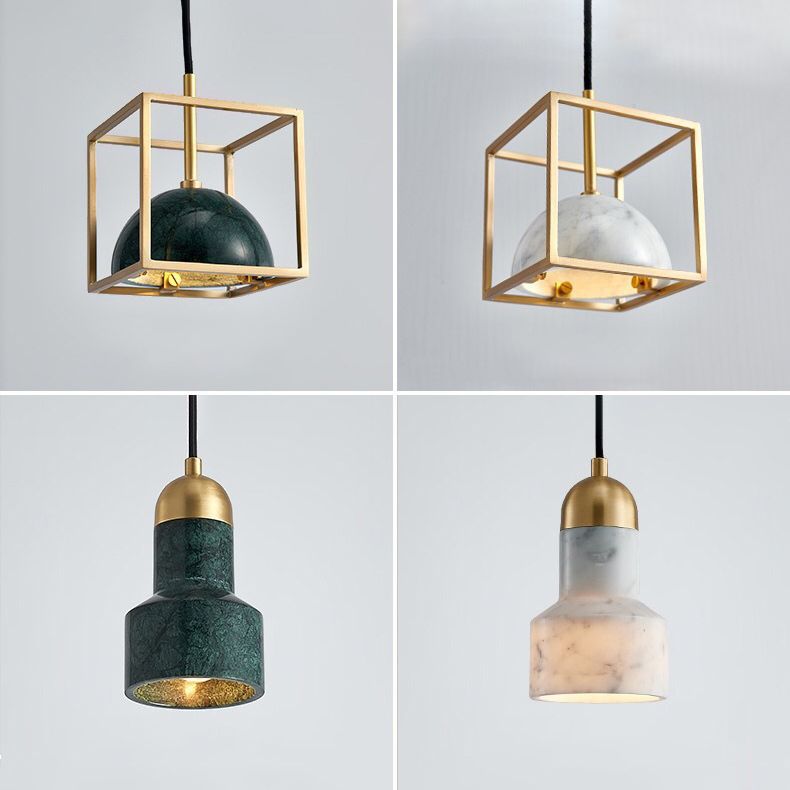 Marble Kit de lampe suspendue en marbre One Head Copper pour salle à manger de chambre à coucher