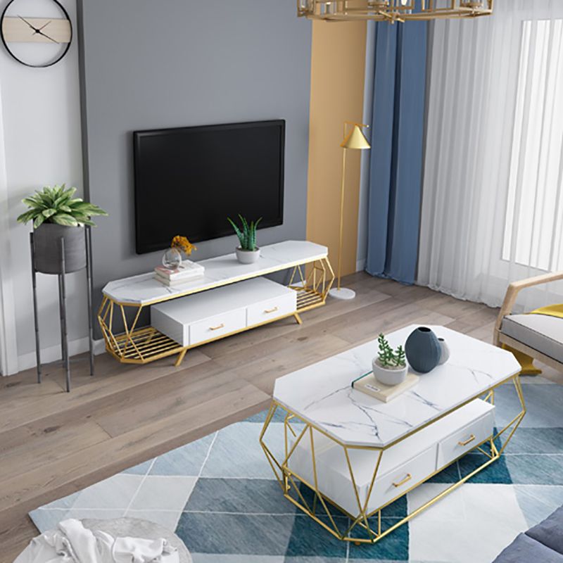 Home Open Shelving TV Stand Luxury Sintered Stone TV Cabinet