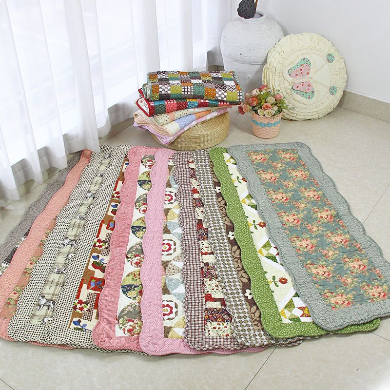 Multi Colored Floral Printed Rug Cotton Modern Indoor Rug Non-Slip Backing Easy Care Washable Area Carpet for Bedroom