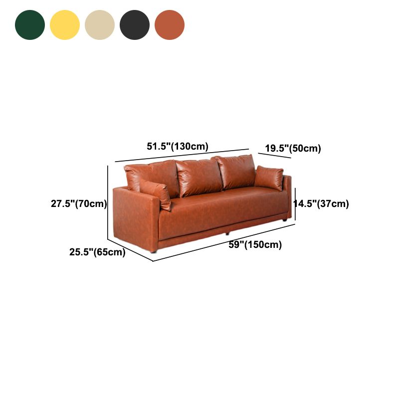 3 Seater 27.5"H Faux Leather Square Arm Sofa for Living Room