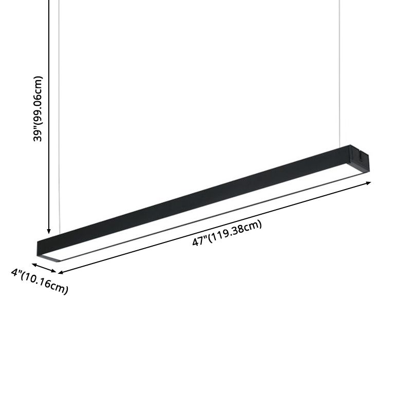 Rechthoek Acrylhangende lamp Minimalistische LED Black Down Lighting Pendant