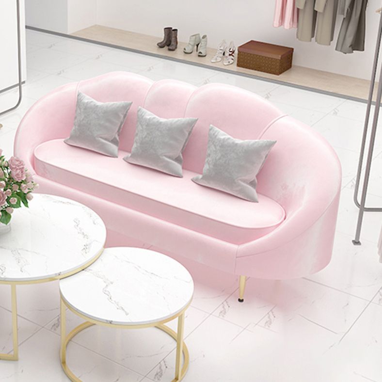 Contemporary Velvet Sofa with Sloped Arm and Tight Back for Apartment