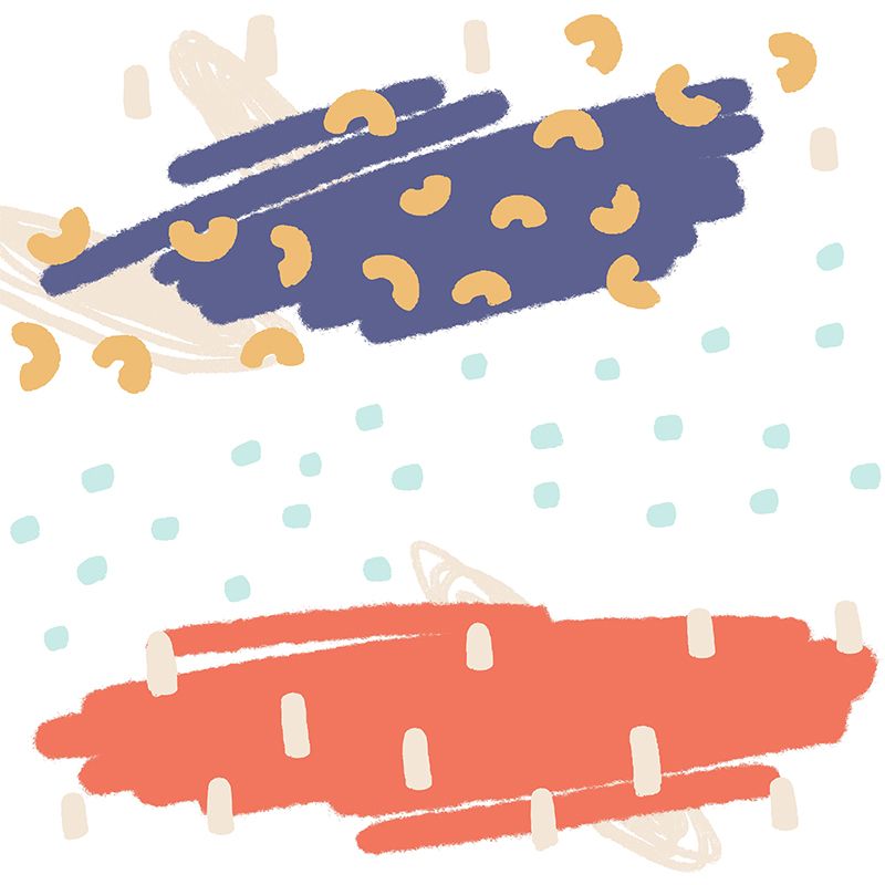 Kids Style Doodle Snowing Mural Orange and Blue Nursery Wall Art, Personalized Size