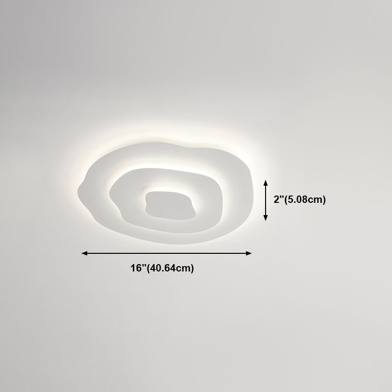 Modern Irregular Flush Light Metal 1 Light Flush Mount Ceiling Fixture in White