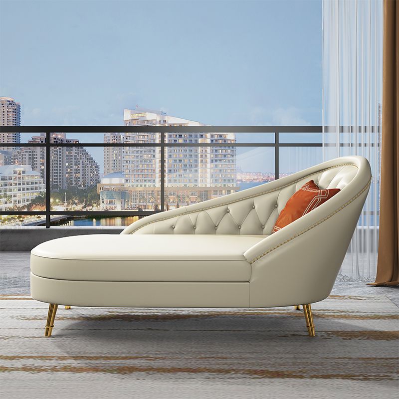 Living Room Chaise Rolled Arms Modern Chaise Lounge with Leather Upholster