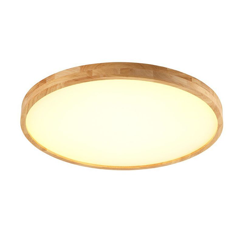 Round Shape Ceiling Lamp Wooden LED Ceiling Mount Light with Acrylic Shade for Bedroom