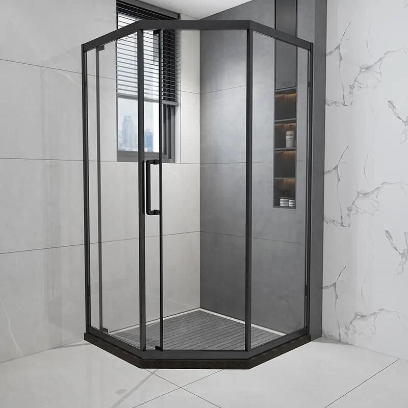 Black Double Sliding Shower Bath Door Framed Clear Shower Doors