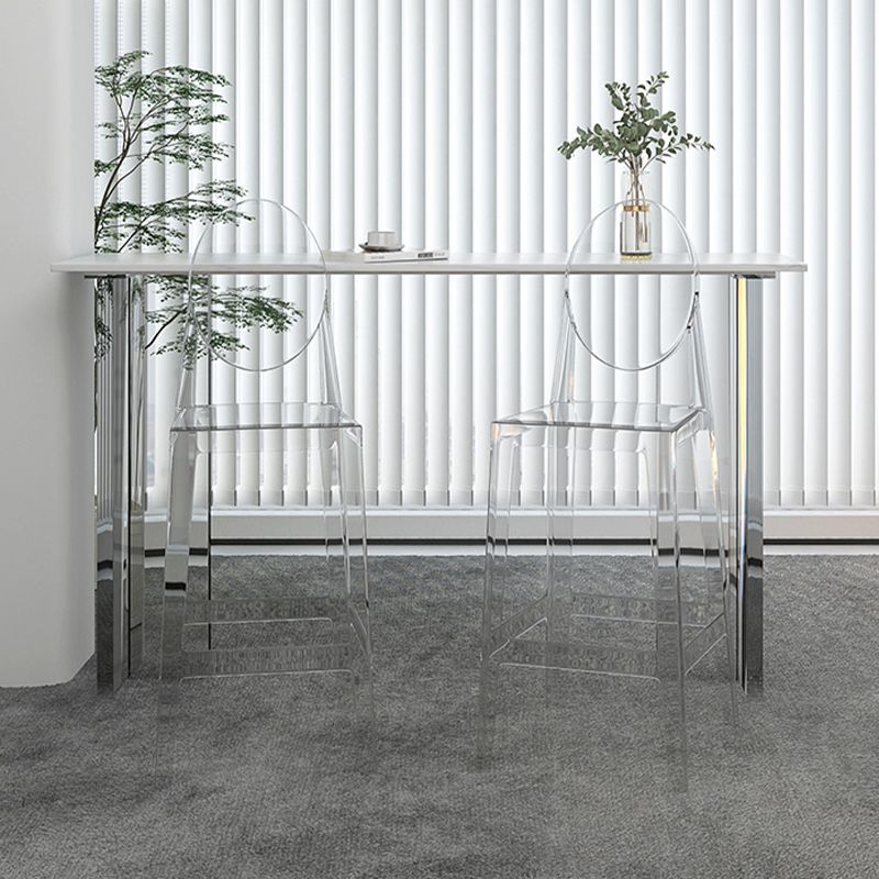 Modern Sintered Stone Top Rectangle Bar Dining Table with Acrylic Base