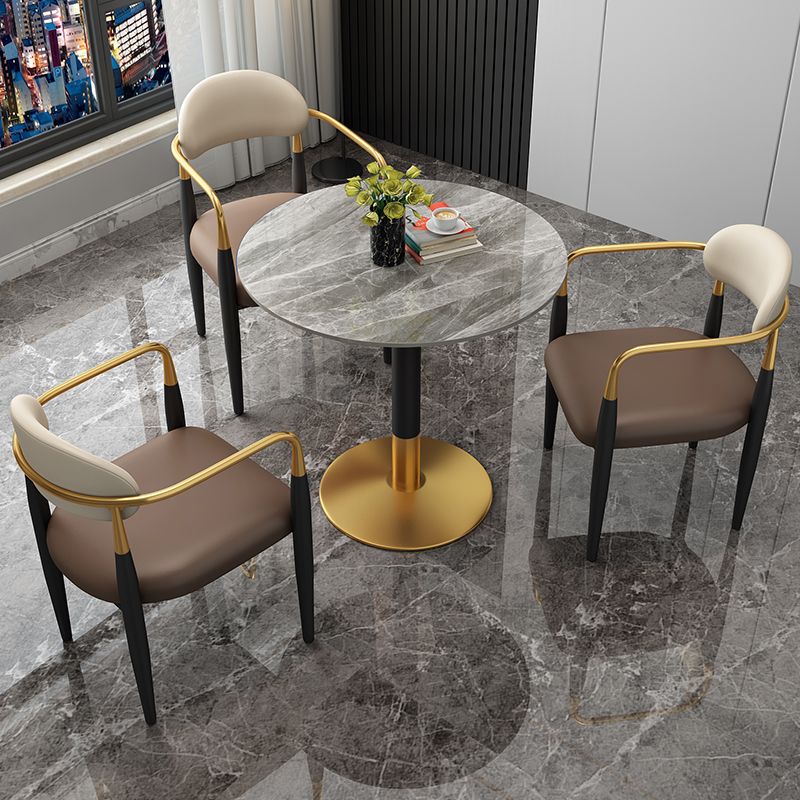 Round Dining Room Table Luxury Pedestal Base Desk of Sintered Stone