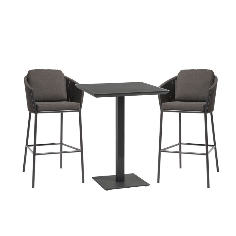 Matte Finish Stone Top Bar Table Set 1/3 Pcs Modern Style Bar Set