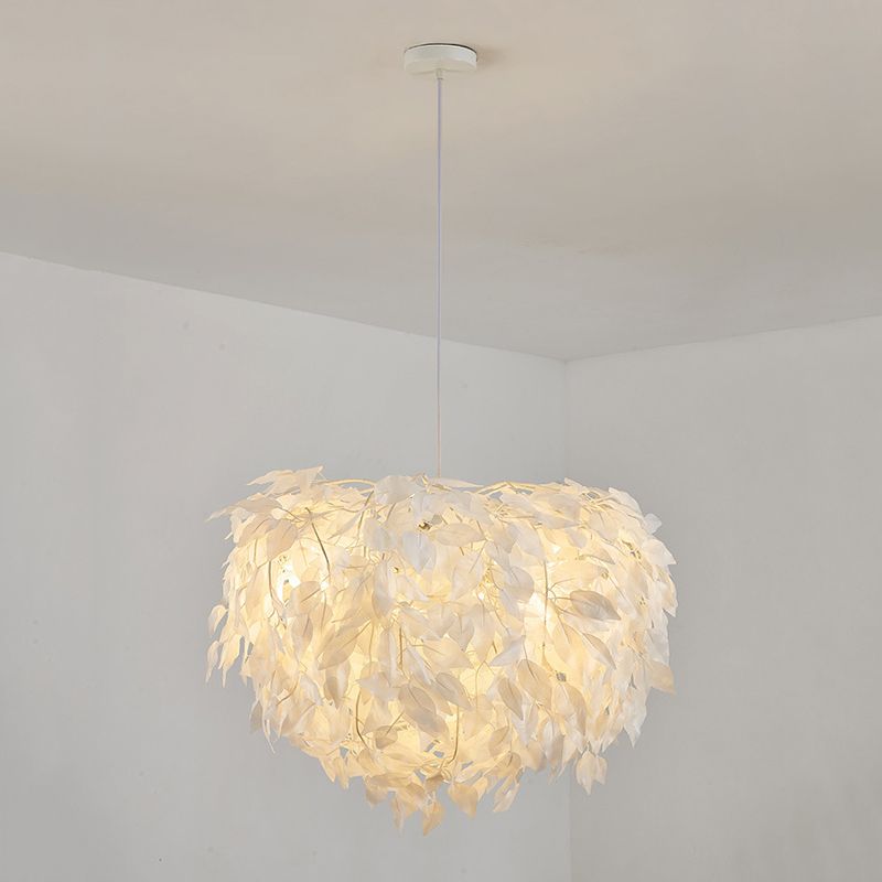 Sphere Feather Chandelier Pendant Light Contemporary Bedroom Suspended Lighting Fixture