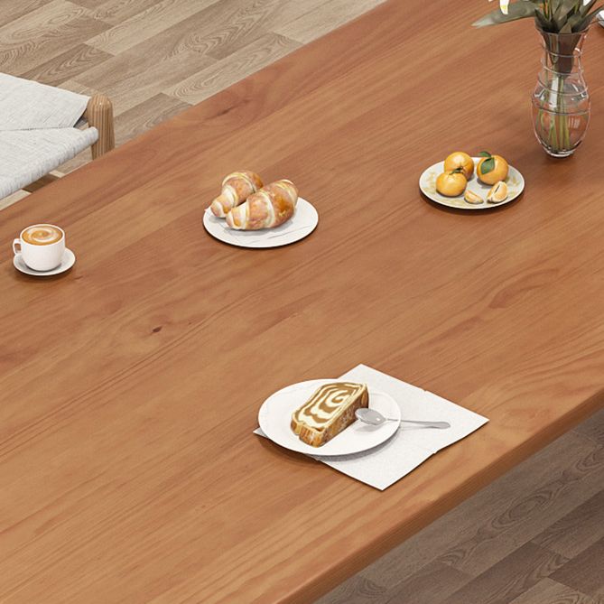 Modern Pine Wood Table for Restaurant Rectangle Dining Table with 3 Legs