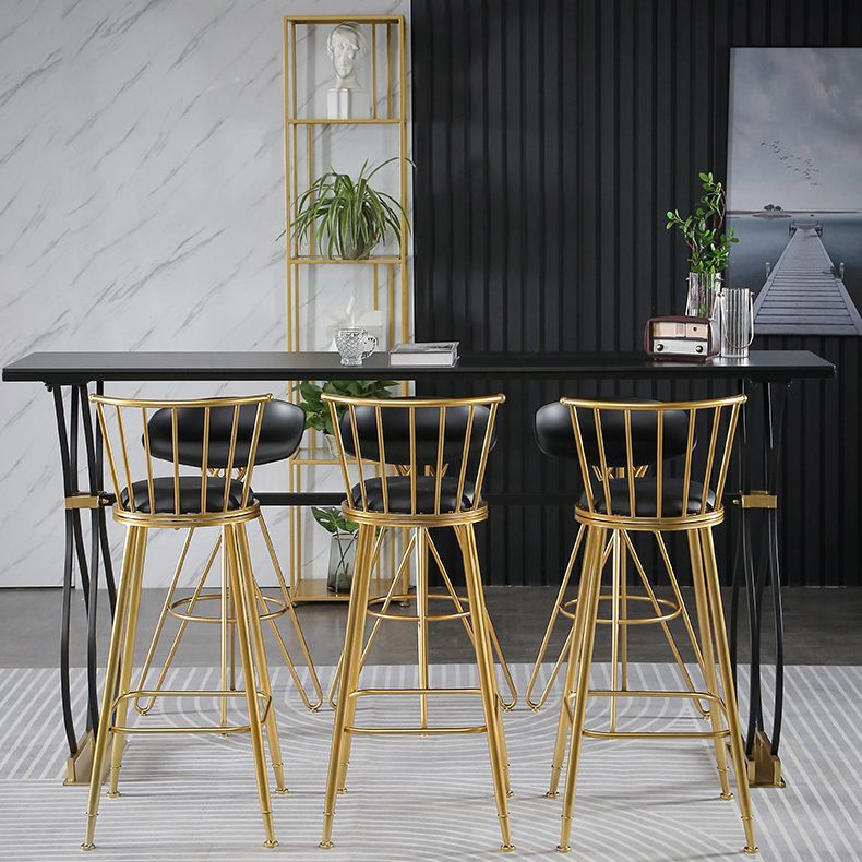 Rectangle Sintered Stone Dining Table Black and Metal Base Bar Table