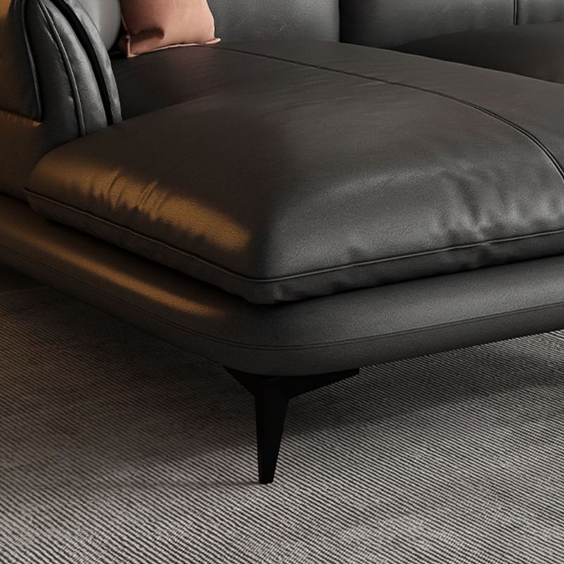 Modern Cushions Flared Arm Seating Living Room Faux Leather Stationary Sofa