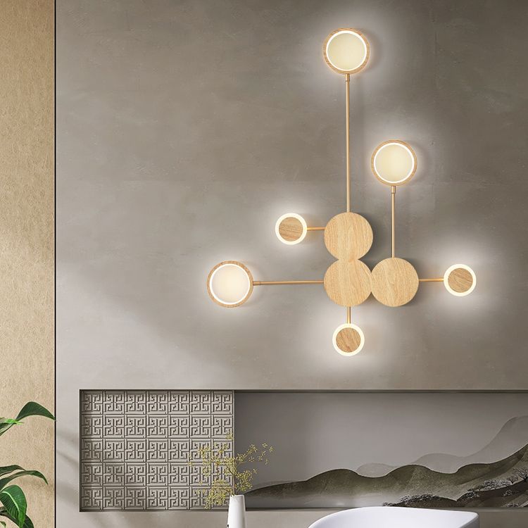 Wooden Wall Mount Light Modern LED Wall Light with Acrylic Shade for Bedroom