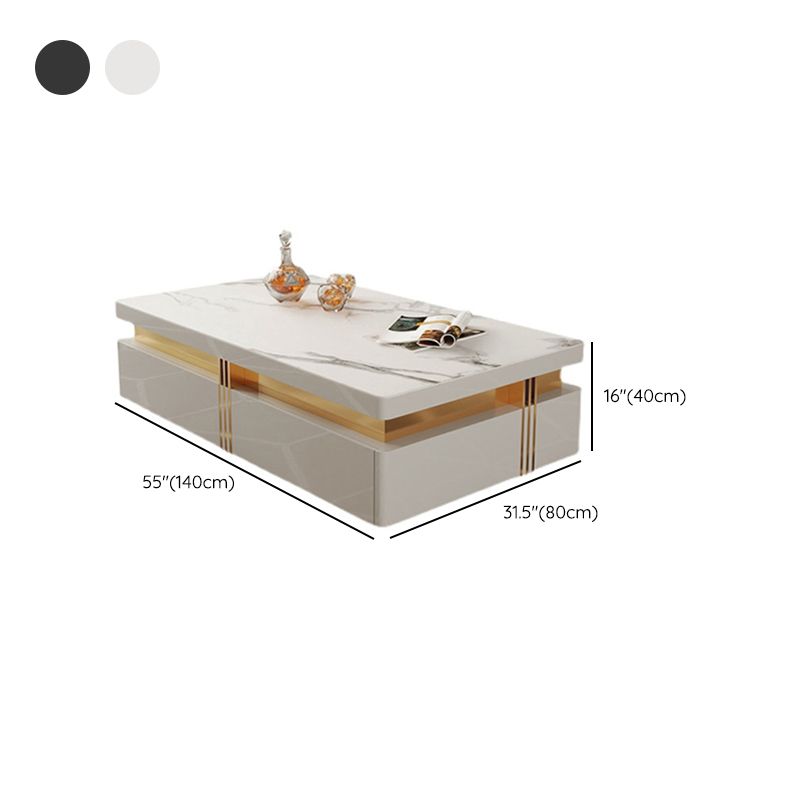 Slate Coffee or End Table with 4 Storage Drawers Contemporary