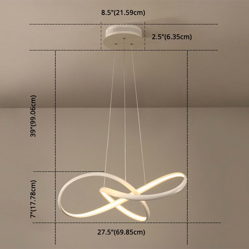Twisted Strip LED Pendant Lamp Simplicity Metal Bedroom Chandelier in Coffee