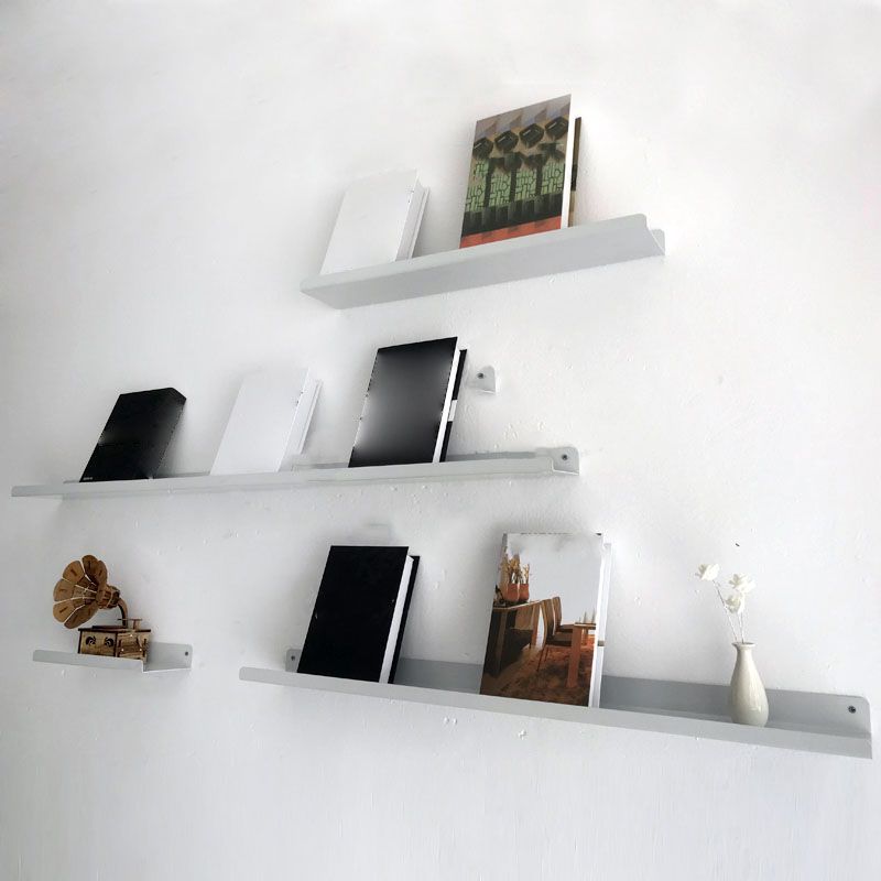 Metal Floating Bookcase Industrial Closed Back Bookshelf with Shelves