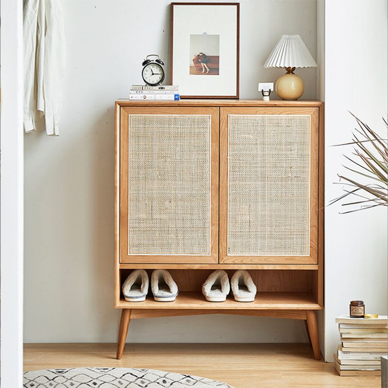 Contemporary Cabinet Rectangle Pine 2 Doors Pendant Pulls Accent Cabinet