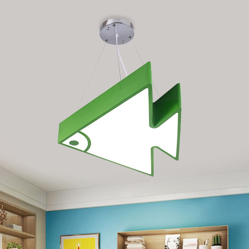 Fish Chandelier Pendant Light Modernist Acrylic Red/Blue/Green LED Hanging Lamp Kit for Bedroom